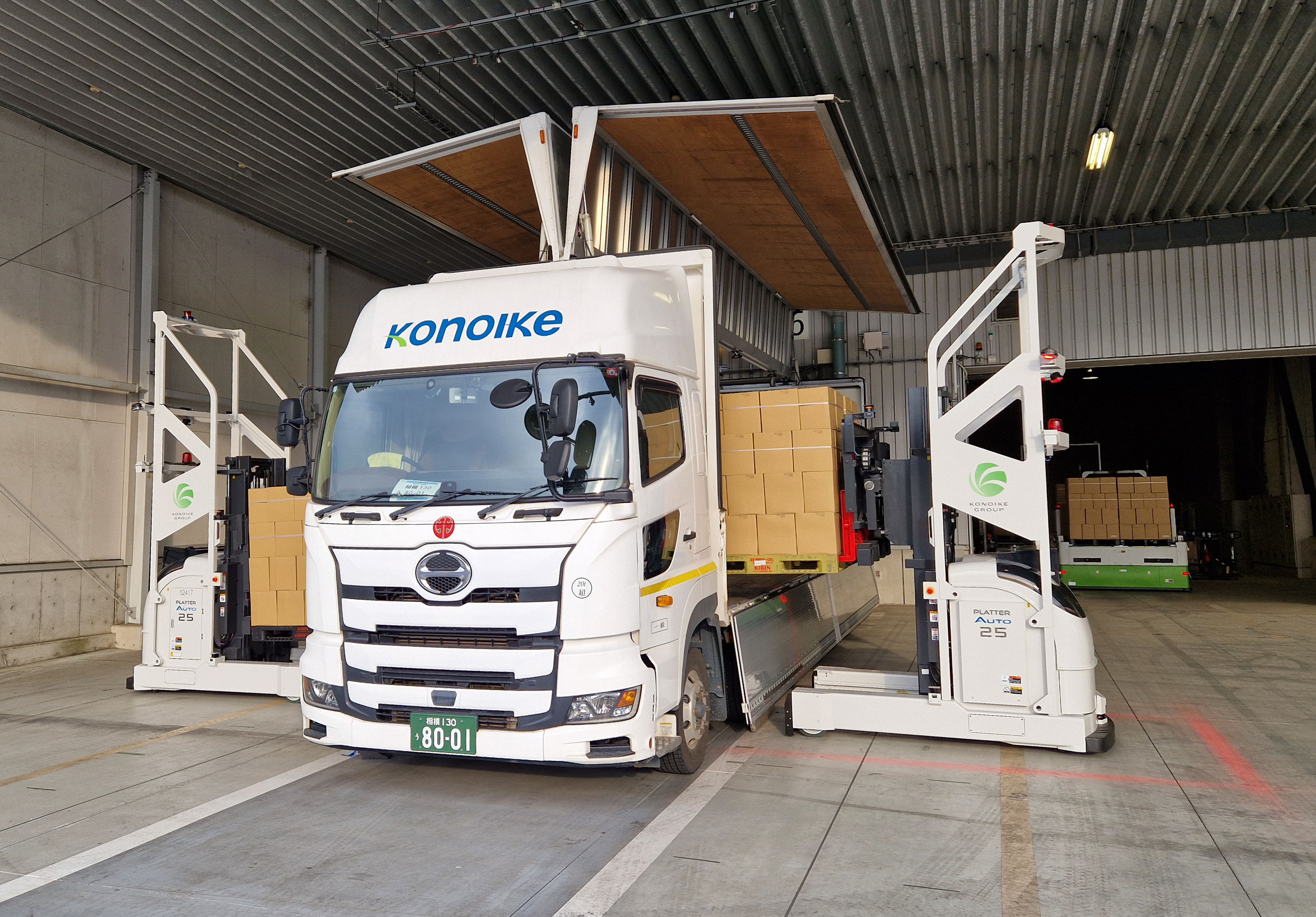 運搬用トラック OHVエンジン搭載 エンジンの工場内搬送の人員を削減!! 三菱ふそうが自動運転×遠隔管制